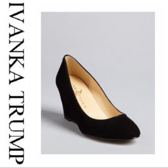 black suede wedge pumps